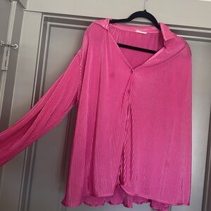 Pink pleated blouse